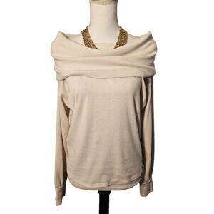 We The Free Waffle Knit Womans X Small Cowl Neck Pullover Thermal Shirt Cream